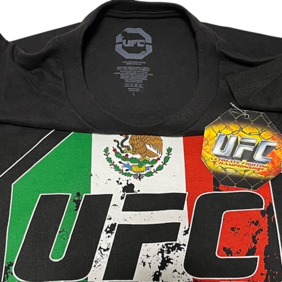 UFC Ultimate Fighting Championship Black T-Shirt With Flag of Mexico Size L NWT - Picture 10 of 11